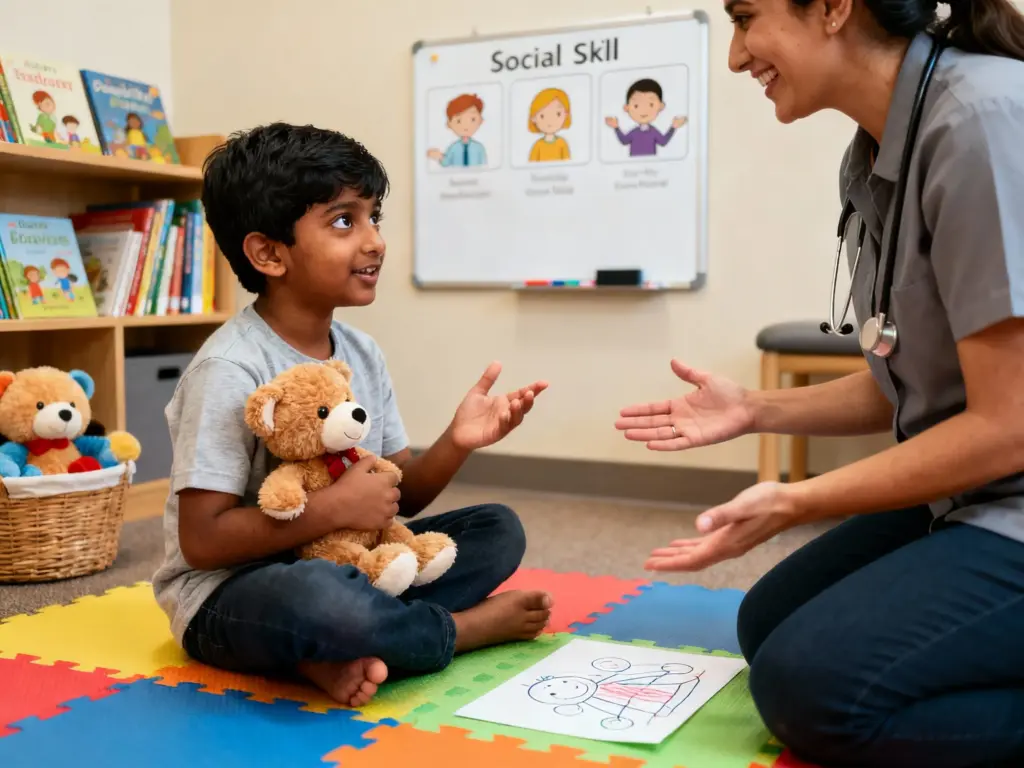 Therapist guiding child during Pediatric Behavioral Therapy session in Chennai